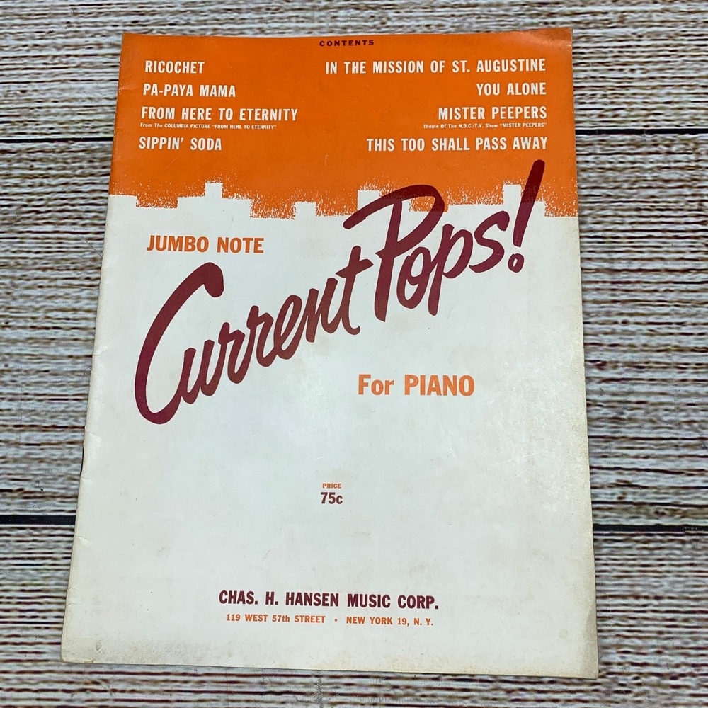 Jumbo Note Current Pops For Piano Sheet Music Chas Hansen Music Corp 1953
